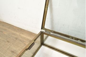 フランスアンティーク　真鍮枠がおしゃれなRガラス卓上ショーケース(ガラスケース、店舗什器)(R-052834)
