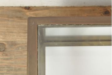 フランスアンティーク　真鍮枠がおしゃれなRガラス卓上ショーケース(ガラスケース、店舗什器)(R-052834)