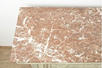 フランスアンティーク　大理石天板　歴史を感じさせるデザインと雰囲気が味わい深いシャビーなカウンターテーブル(コンソールテーブル、引き出し、作業台)(R-052844)