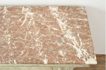 フランスアンティーク　大理石天板　歴史を感じさせるデザインと雰囲気が味わい深いシャビーなカウンターテーブル(コンソールテーブル、引き出し、作業台)(R-052844)