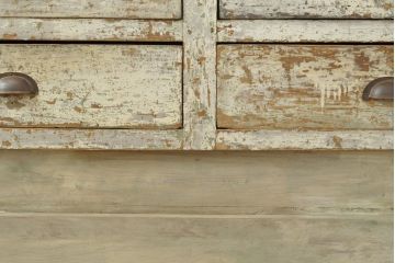 フランスアンティーク　大理石天板　歴史を感じさせるデザインと雰囲気が味わい深いシャビーなカウンターテーブル(コンソールテーブル、引き出し、作業台)(R-052844)