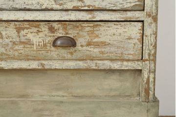 フランスアンティーク　大理石天板　歴史を感じさせるデザインと雰囲気が味わい深いシャビーなカウンターテーブル(コンソールテーブル、引き出し、作業台)(R-052844)