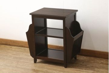 中古　松本民芸家具　和モダンスタイルにおすすめのマガジンラック(サイドテーブル、飾り台、マガジン卓)(R-052849)