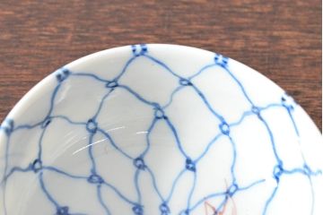 大日本米禽製　鯉の図　染付湯呑7客セット(茶道具、和食器)(R-052851)