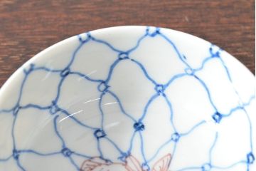 大日本米禽製　鯉の図　染付湯呑7客セット(茶道具、和食器)(R-052851)