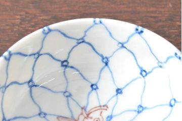 大日本米禽製　鯉の図　染付湯呑7客セット(茶道具、和食器)(R-052851)