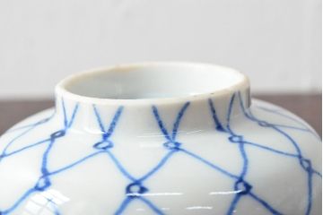 大日本米禽製　鯉の図　染付湯呑7客セット(茶道具、和食器)(R-052851)