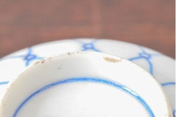 大日本米禽製　鯉の図　染付湯呑7客セット(茶道具、和食器)(R-052851)
