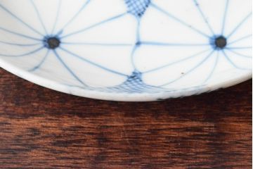 江戸期　古伊万里　菊花尽し　染付五寸五分皿3枚セット(和食器、小皿)(R-052853)