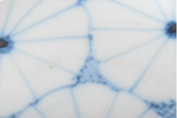 江戸期　古伊万里　菊花尽し　染付五寸五分皿3枚セット(和食器、小皿)(R-052853)