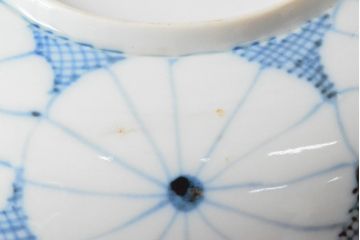 江戸期　古伊万里　菊花尽し　染付五寸五分皿3枚セット(和食器、小皿)(R-052853)