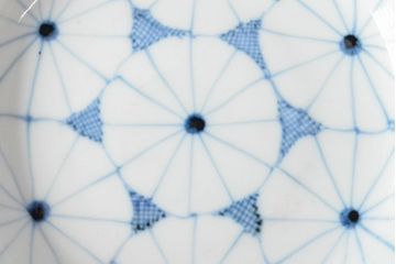 江戸期　古伊万里　菊花尽し　染付五寸五分皿3枚セット(和食器、小皿)(R-052854)