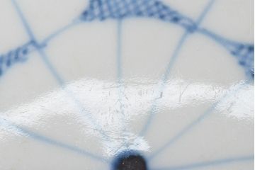 江戸期　古伊万里　菊花尽し　染付五寸五分皿3枚セット(和食器、小皿)(R-052854)