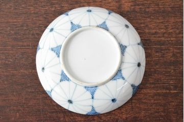 江戸期　古伊万里　菊花尽し　染付五寸五分皿3枚セット(和食器、小皿)(R-052854)