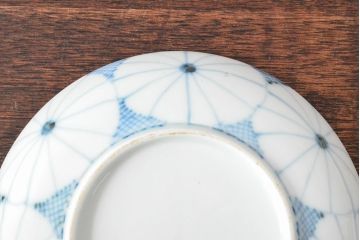 江戸期　古伊万里　菊花尽し　染付五寸五分皿5枚セット(和食器、小皿)(R-052855)