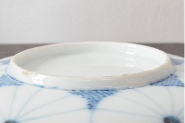 江戸期　古伊万里　菊花尽し　染付五寸五分皿5枚セット(和食器、小皿)(R-052855)