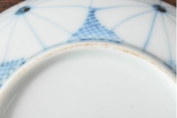 江戸期　古伊万里　菊花尽し　染付五寸五分皿5枚セット(和食器、小皿)(R-052855)