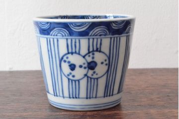 明治期　伊万里焼　染付蕎麦猪口2客セット(そば猪口、和食器)(R-052856)