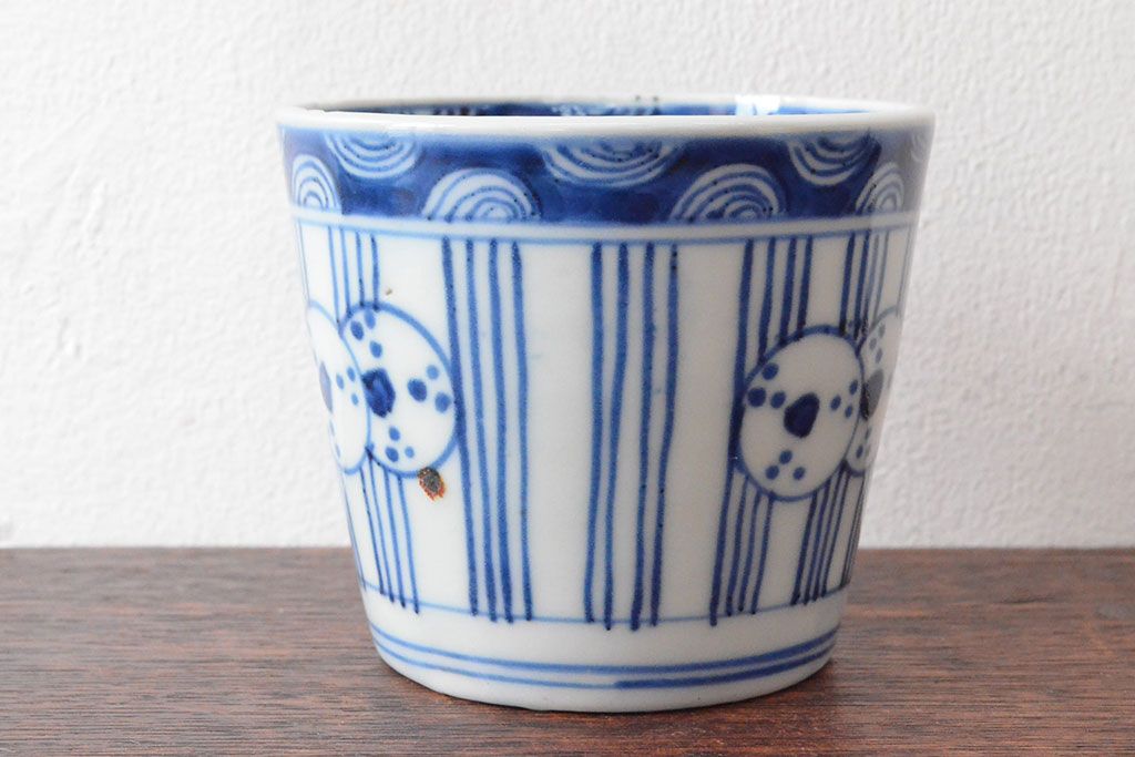 明治期　伊万里焼　染付蕎麦猪口2客セット(そば猪口、和食器)(R-052856)