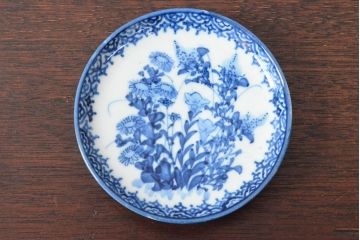 明治〜大正　伊万里焼　草花文染付　四寸皿6枚セット(和食器、小皿)(R-052858)