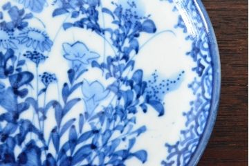 明治〜大正　伊万里焼　草花文染付　四寸皿6枚セット(和食器、小皿)(R-052858)