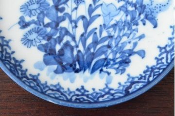 明治〜大正　伊万里焼　草花文染付　四寸皿6枚セット(和食器、小皿)(R-052858)