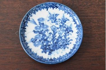 明治〜大正　伊万里焼　草花文染付　四寸皿6枚セット(和食器、小皿)(R-052859)