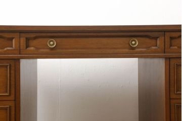 中古　美品　DREXEL HERITAGE(ドレクセルヘリテイジ)　Triune(トライユン)　レザートップが格好いいマホガニー材製のデスク(定価約75万円)(両袖机、在宅ワーク、在宅用ワークデスク)(R-052870)