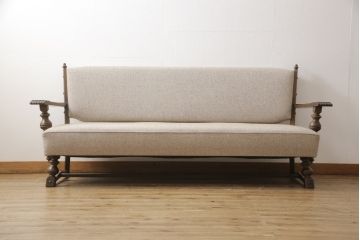 中古　美品　永田良介商店　落ち着いたカラーが和やかな空間を演出する455型アームソファ(3人掛け)(定価約56万円)(R-052876)