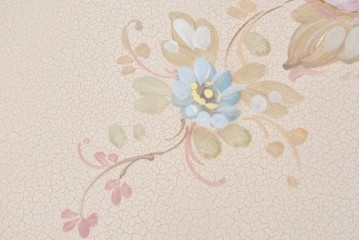 ヨーロッパビンテージ　イタリア輸入家具　ロココ調　見事な彫刻と天板の花の絵が優雅なダイニングテーブル　(R-052878)