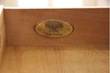 中古　DREXEL HERITAGE(ドレクセルヘリテイジ)　アメリカ輸入モデル　異素材ミックスなデザインが面白いコンソールテーブル(ハイデスク、在宅ワーク、在宅用サイドテーブル)(R-052882)