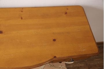 中古　DREXEL HERITAGE(ドレクセルヘリテイジ)　アメリカ輸入モデル　異素材ミックスなデザインが面白いコンソールテーブル(ハイデスク、在宅ワーク、在宅用サイドテーブル)(R-052882)