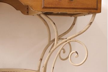 中古　DREXEL HERITAGE(ドレクセルヘリテイジ)　アメリカ輸入モデル　異素材ミックスなデザインが面白いコンソールテーブル(ハイデスク、在宅ワーク、在宅用サイドテーブル)(R-052882)