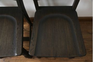 中古　美品　永田良介商店　背もたれから脚に至るまで、凝ったつくりが魅力的なチェア2脚セット(椅子、板座チェア、ダイニングチェア)(R-052887)