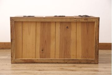 和製アンティーク　上手物　銅金具と玉杢が上質な和のお部屋づくりにぴったりな長火鉢(囲炉裏、木製火鉢)(R-052894)