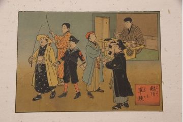 明治期　楊洲周延　版画等　色彩豊かで空間に華やぎをもたらす張交屏風衝立(明治天皇、ようしゅうちかのぶ)(R-052897)