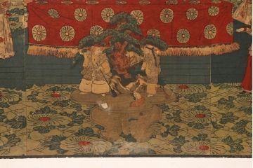 明治期　楊洲周延　版画等　色彩豊かで空間に華やぎをもたらす張交屏風衝立(明治天皇、ようしゅうちかのぶ)(R-052897)
