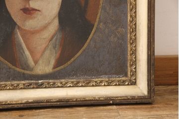 明治〜大正　美人洗髪印　油絵看板(百花堂、木製看板、戦前)(R-052899)