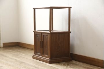 中古　美品　指物工芸家具　総ケヤキ材　拭き漆仕上げが美しい飾り棚(茶棚、収納棚)(R-052901)