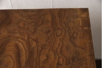 和製アンティーク　極上品　総ケヤキ材　玉杢　上質な和の空間にぴったりな扉付き小引き出し(掛硯型、懸硯型、船箪笥、小物収納、卓上収納)(R-052903)