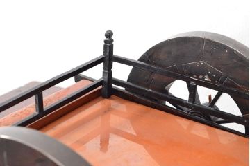 大正〜昭和初期　平安　松栄堂　牡丹花鳥文　銅彫金　花車　共箱(R-052904)