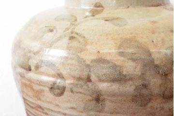 古い　李朝青磁　染付草花文瓶(壷、花瓶、花入)(R-052906)