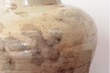 古い　李朝青磁　染付草花文瓶(壷、花瓶、花入)(R-052906)