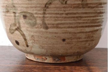 古い　李朝青磁　染付草花文瓶(壷、花瓶、花入)(R-052906)