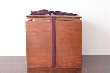 古い　李朝青磁　染付草花文瓶(壷、花瓶、花入)(R-052906)