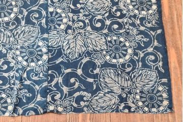 明治〜大正　藍型染め木綿古布(布団皮、藍染)(R-052920)