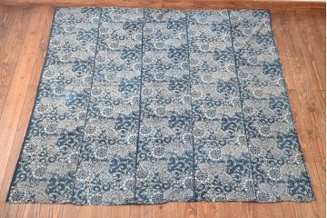 明治〜大正　藍型染め木綿古布(布団皮、藍染)(R-052920)