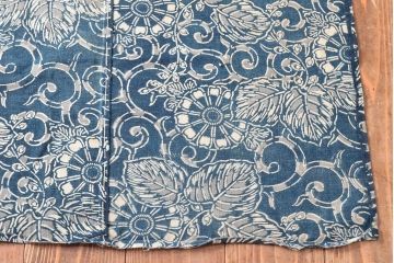 明治〜大正　藍型染め木綿古布(布団皮、藍染)(R-052920)