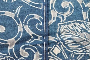 明治〜大正　藍型染め木綿古布(布団皮、藍染)(R-052920)