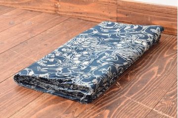 明治〜大正　藍型染め木綿古布(布団皮、藍染)(R-052920)